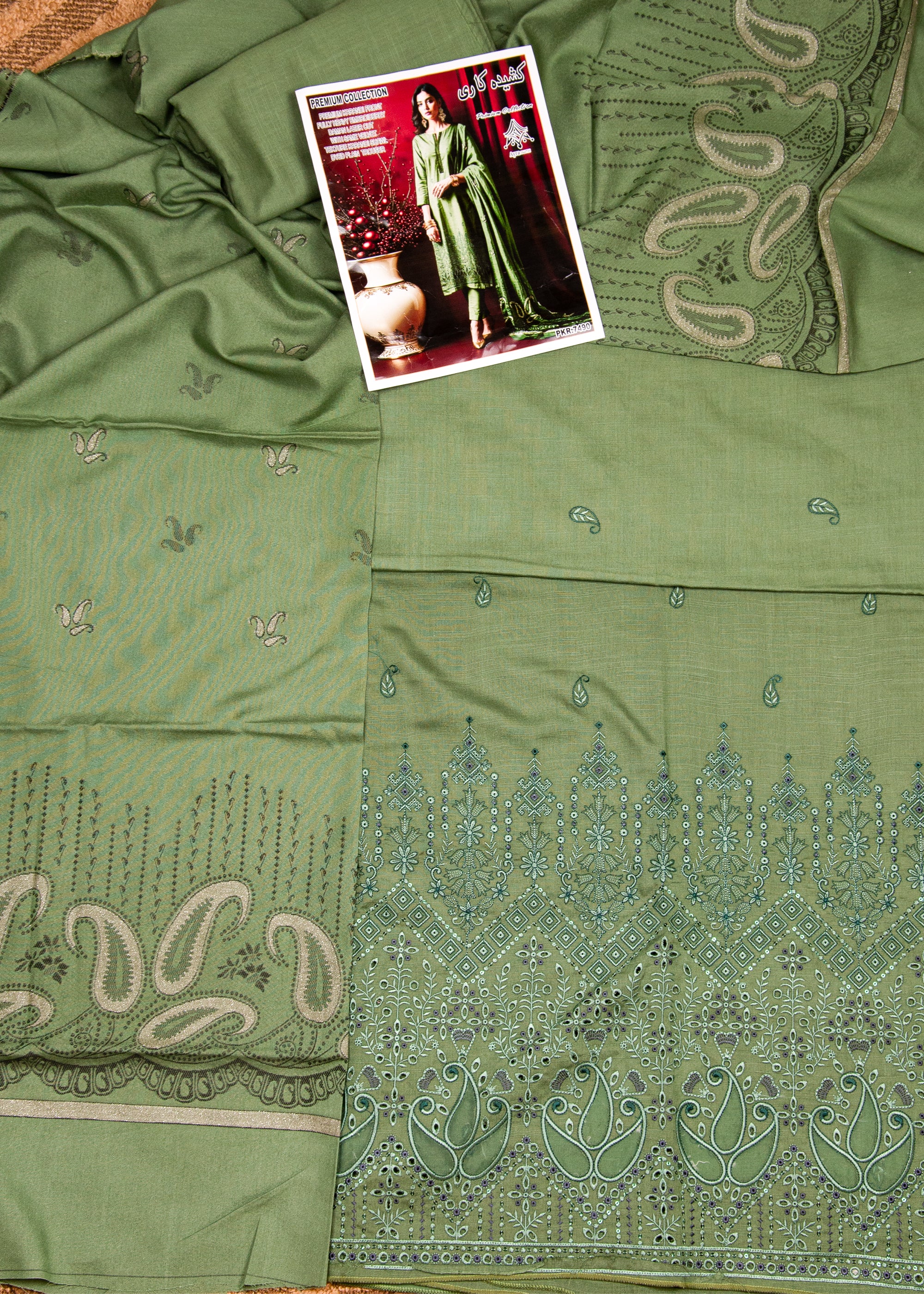 Kashida Kari Unstitched 3 Piece Suit