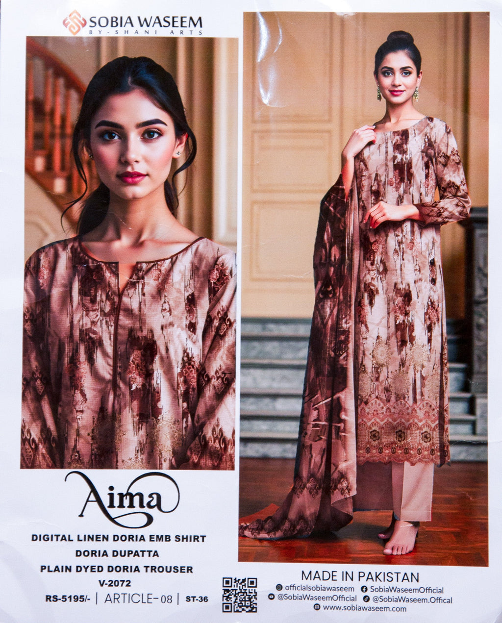 Sobia Waseem AIMA Unstitched 3 Piece Suit