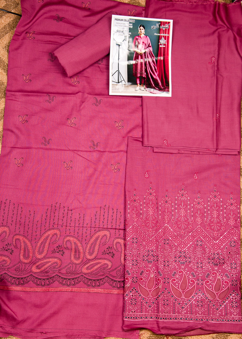 Kashida Kari Unstitched 3 Piece Suit