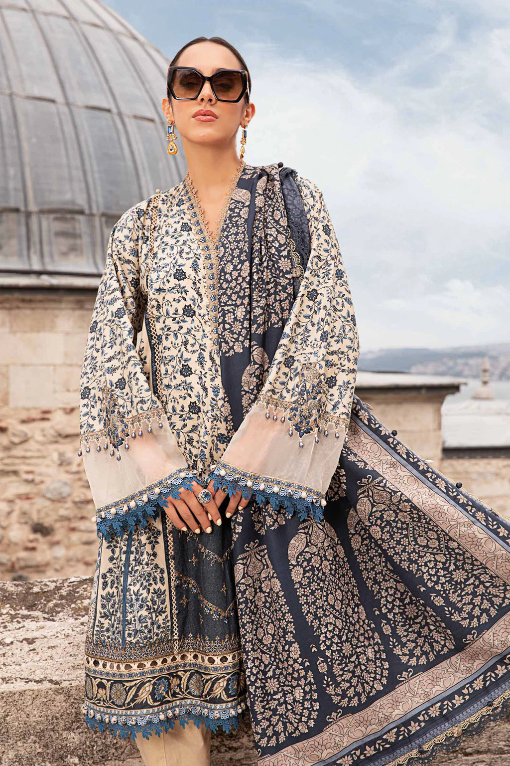 Maria B Unstitched Cambric Lawn 3 Piece Suit