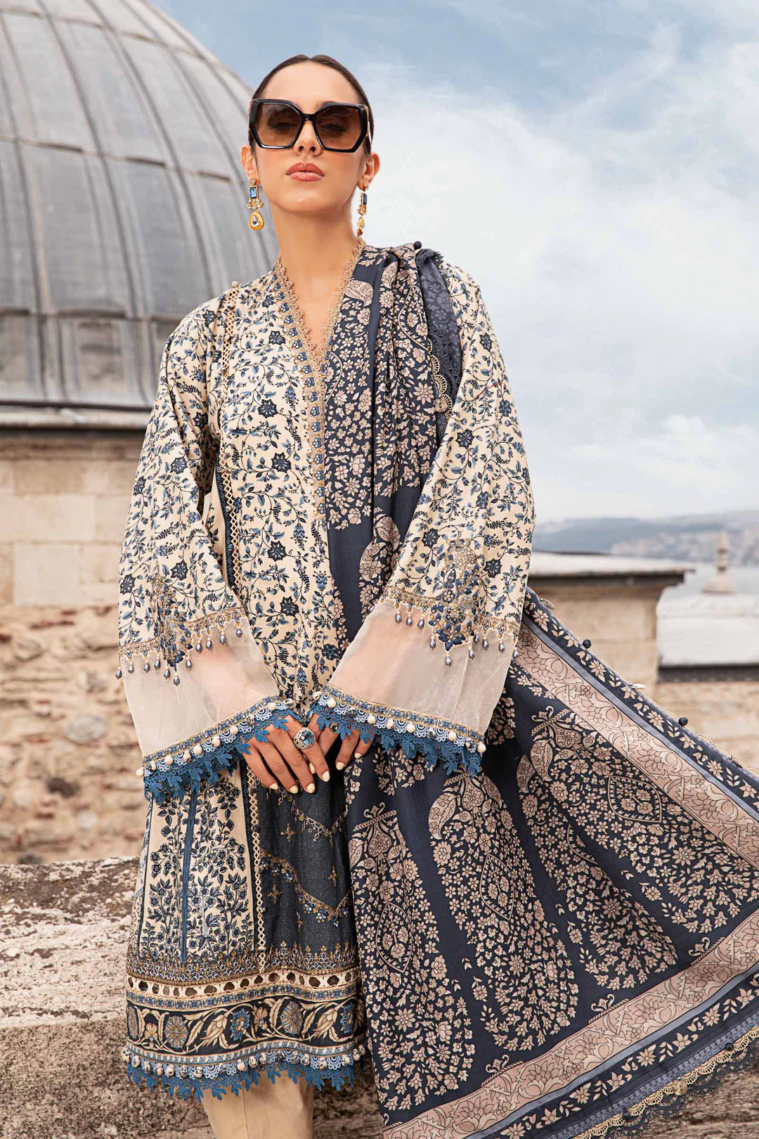 Maria B Unstitched Cambric Lawn 3 Piece Suit
