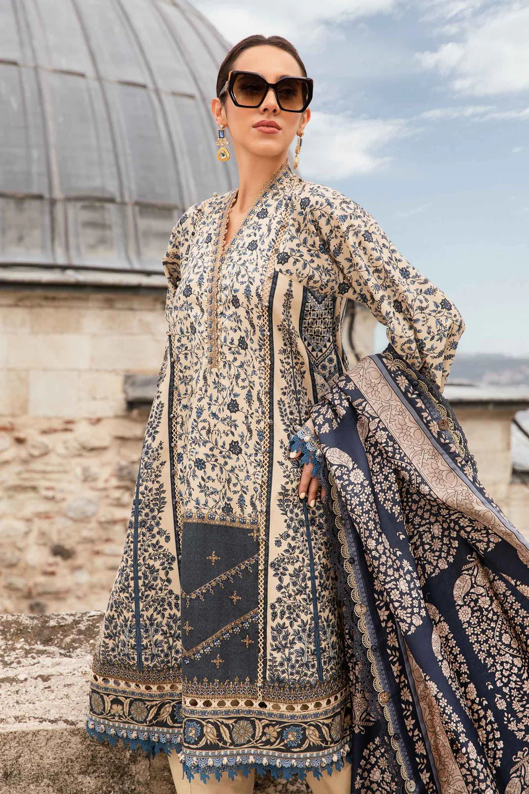 Maria B Unstitched Cambric Lawn 3 Piece Suit