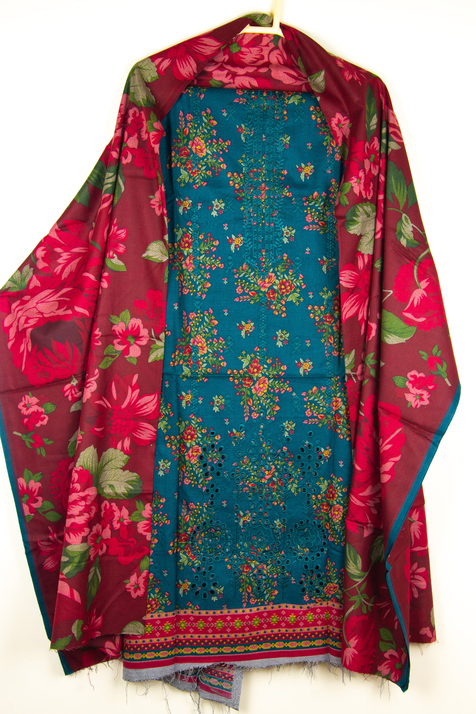 Dhanak Embroidered Unstitched 3 Piece Suit