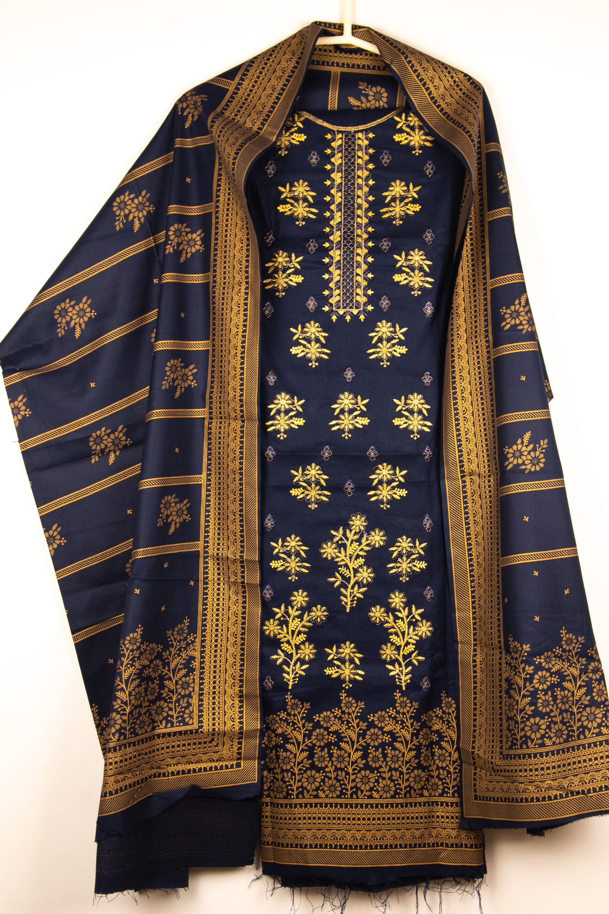 Dhanak Embroidered Unstitched 3 Piece Suit