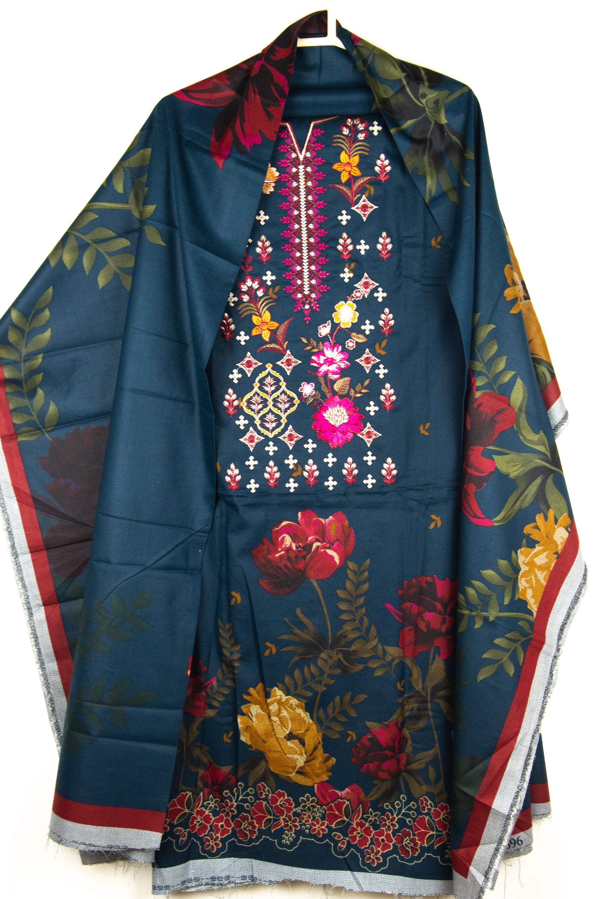 Dhanak Embroidered Unstitched 3 Piece Suit
