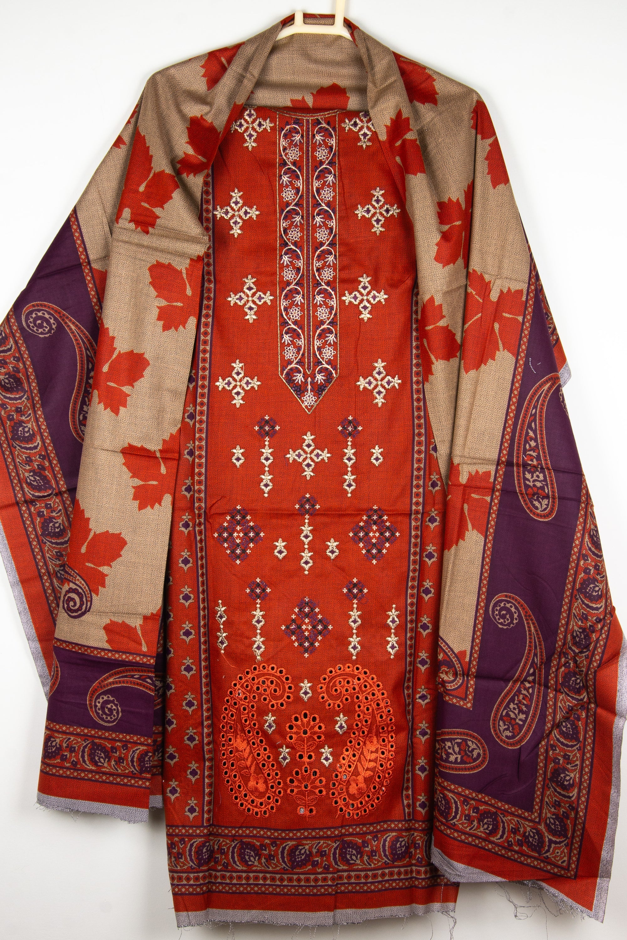 Dhanak Embroidered Unstitched 3 Piece Suit
