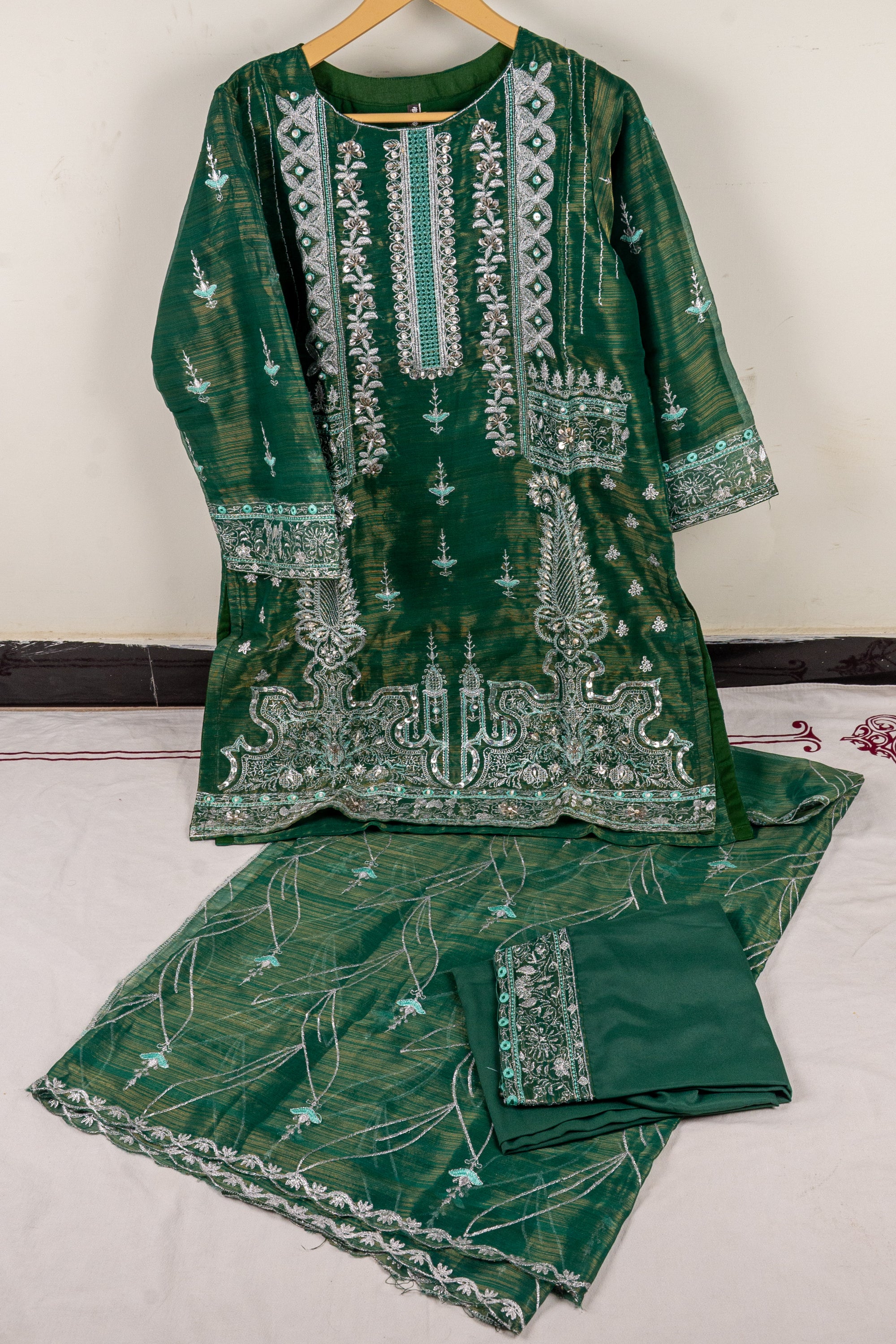Fancy Embroidered Stitched 3 Piece Suit
