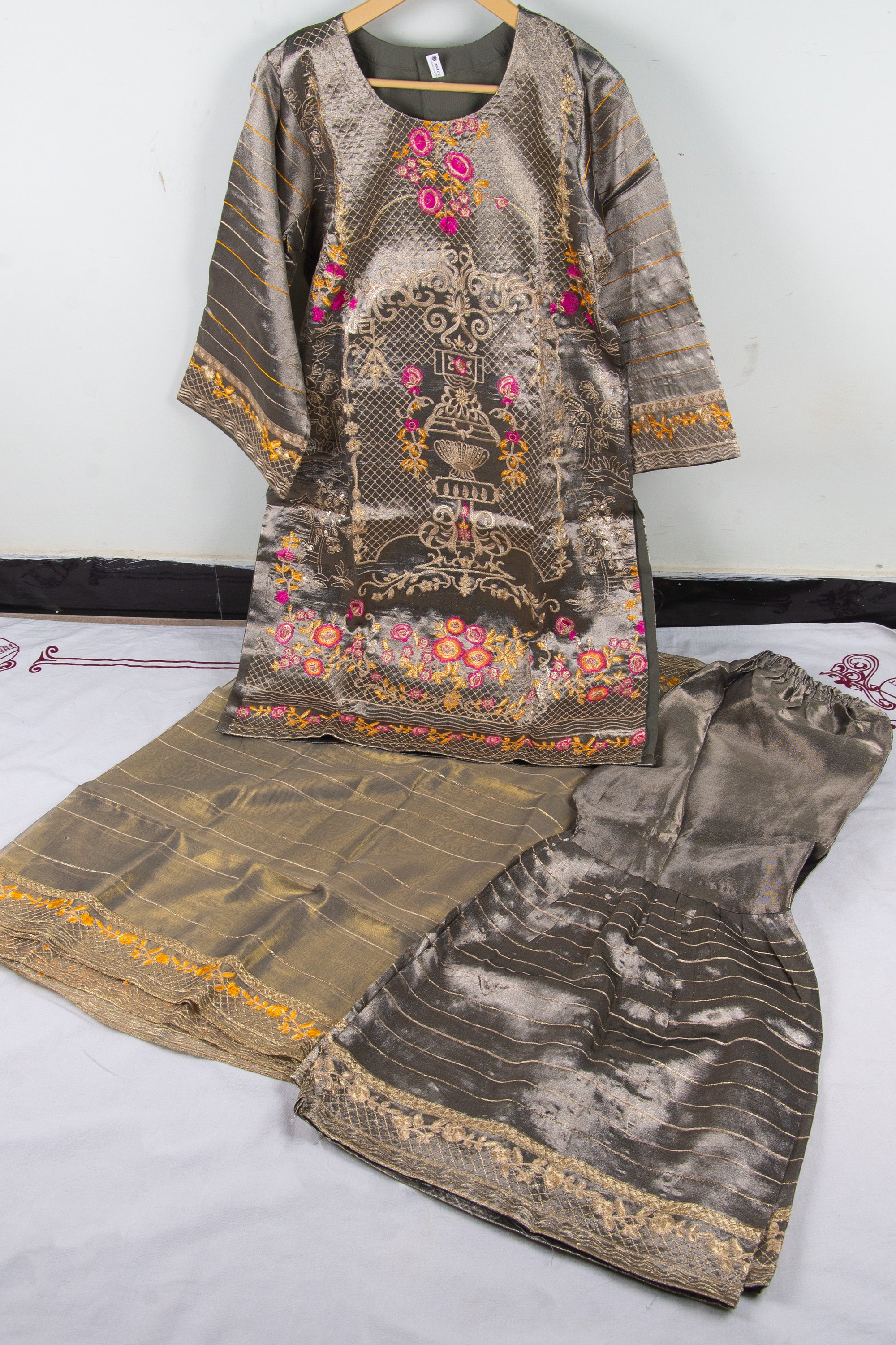 Fancy Embroidered Stitched 3 Piece Suit