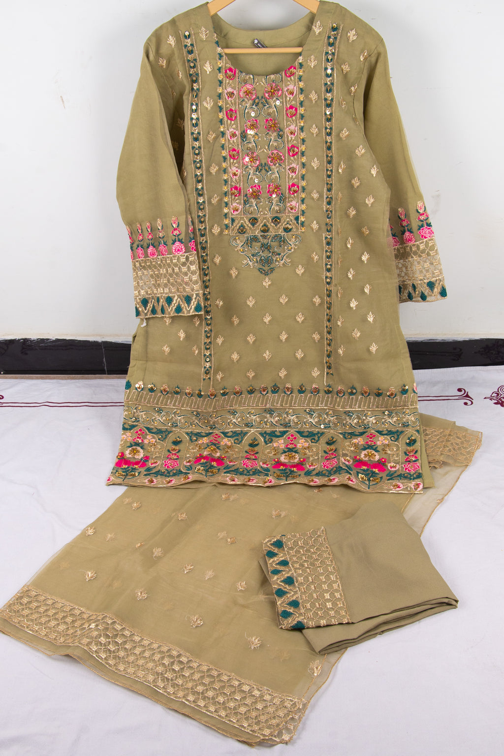 Fancy Embroidered Stitched 3 Piece Suit