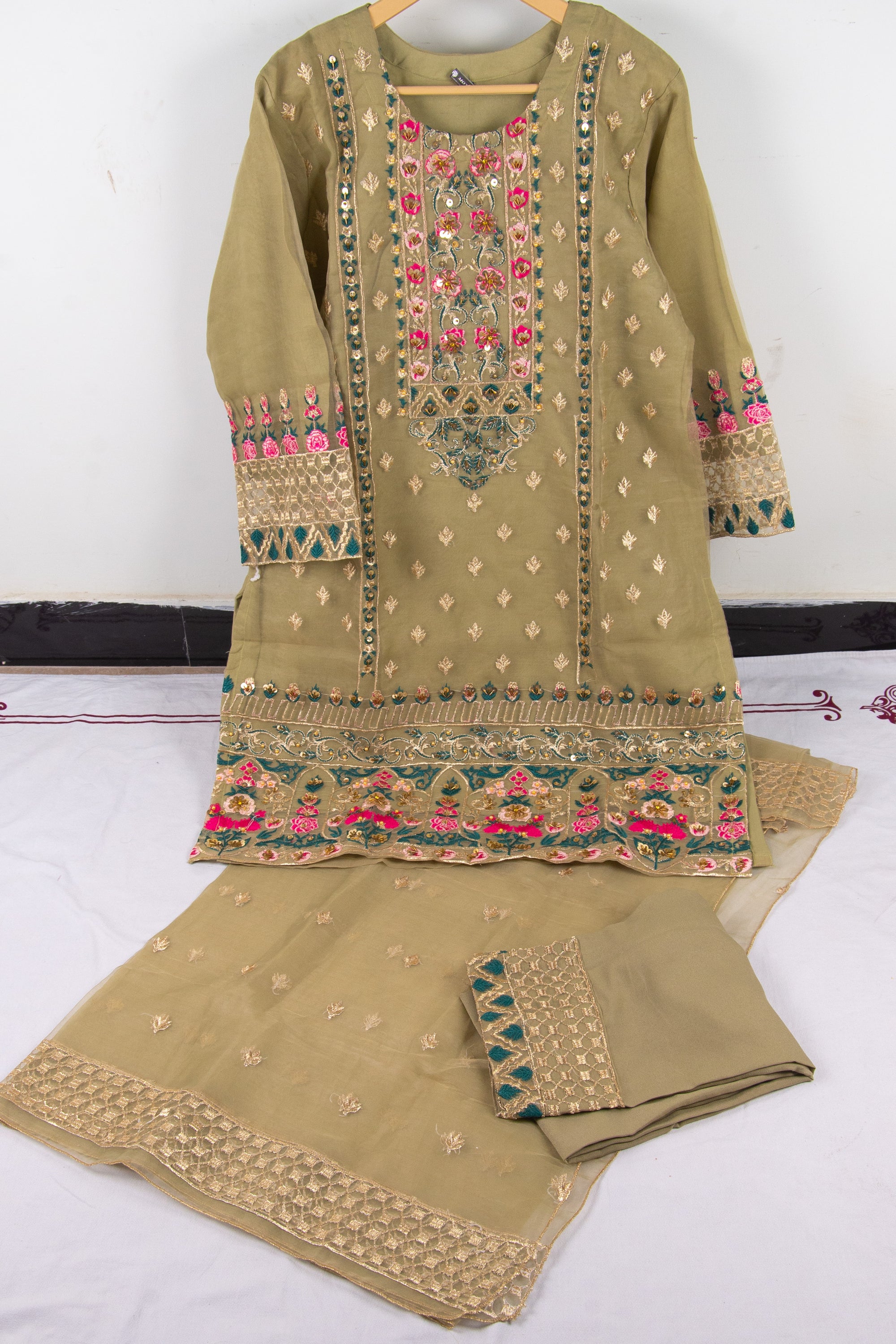 Fancy Embroidered Stitched 3 Piece Suit