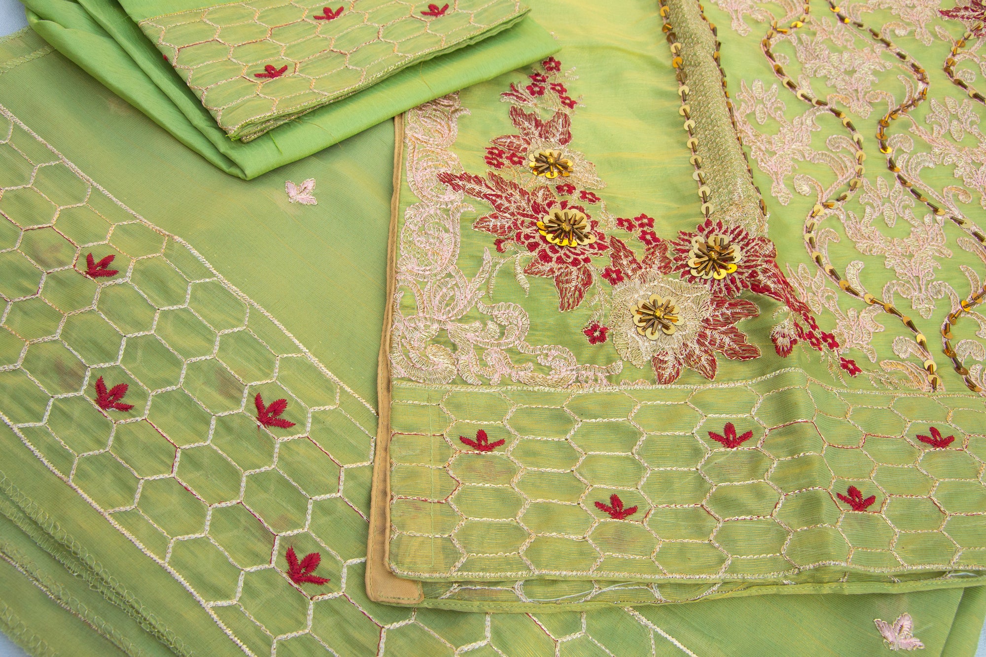 Fancy Embroidered Stitched 3 Piece Suit