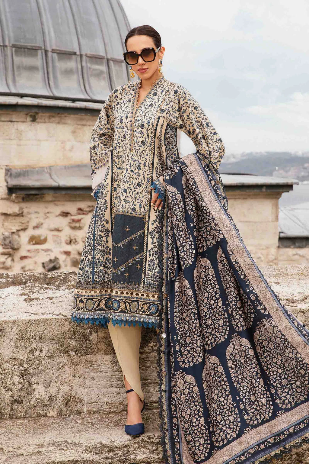 Maria B Unstitched Cambric Lawn 3 Piece Suit