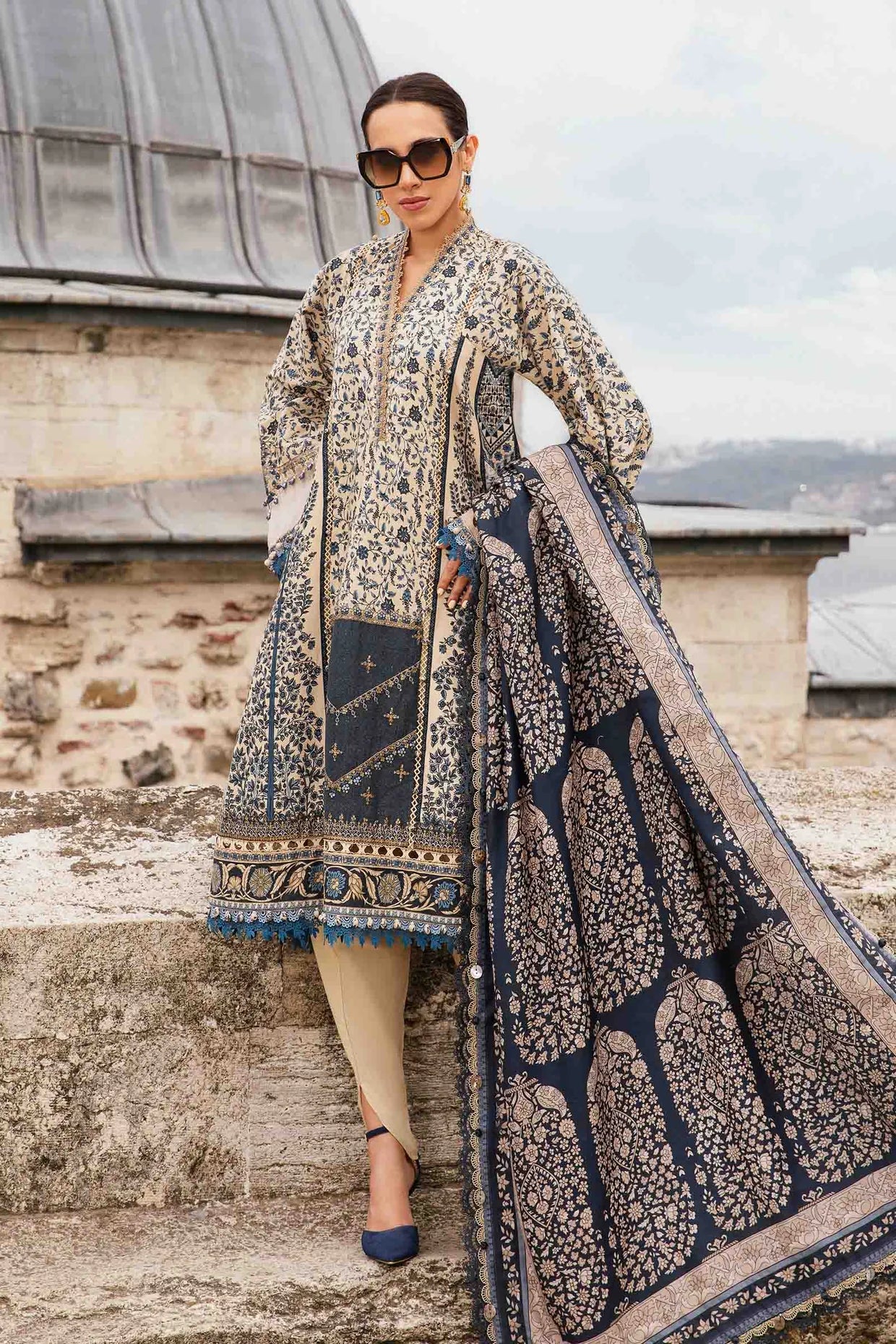Maria B Unstitched Cambric Lawn 3 Piece Suit